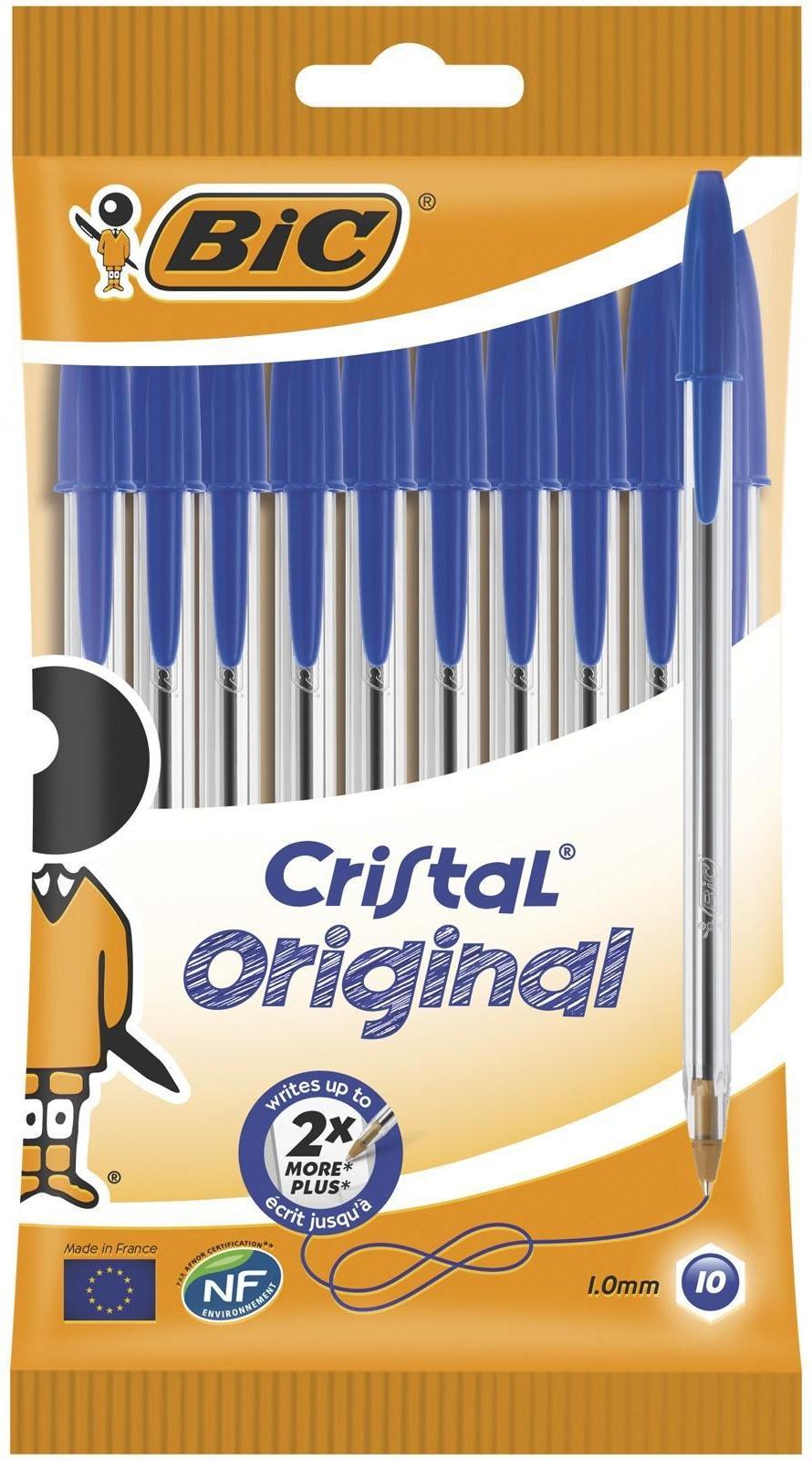 Набор ручек шариковых 10 шт., BIC Cristal Original, 1.0 мм, синие чернила