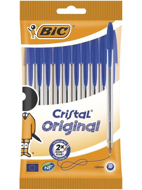 Набор ручек шариковых 10 шт., BIC Cristal Original, 1.0 мм, синие чернила
