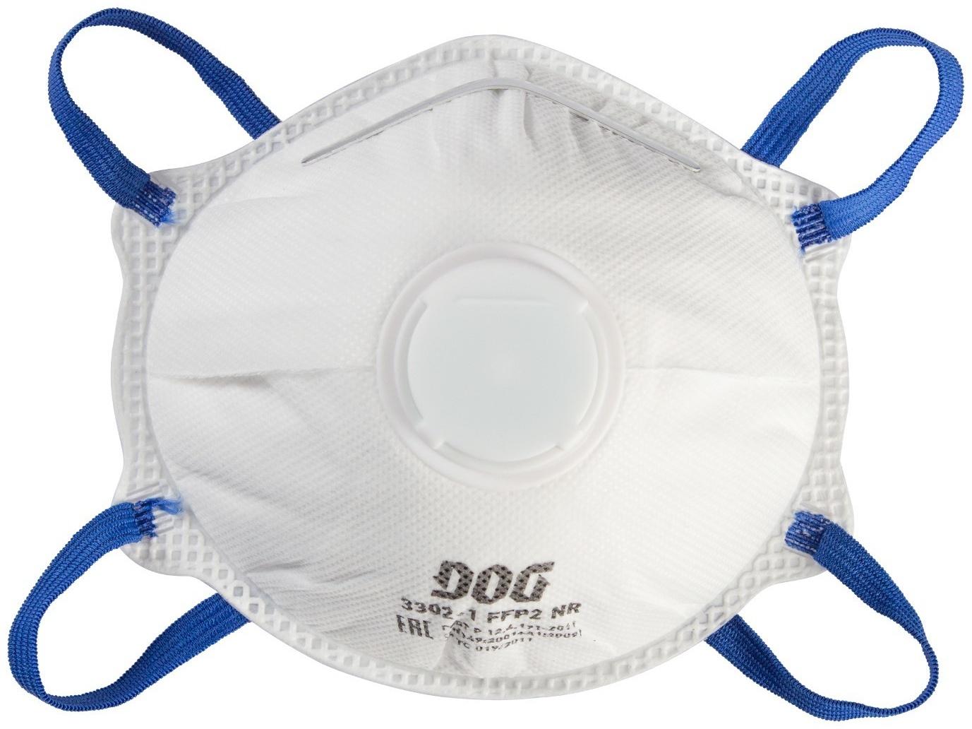 Полумаска фильтрующая, респиратор DOG 3302-1 FFP2 NR с клапаном