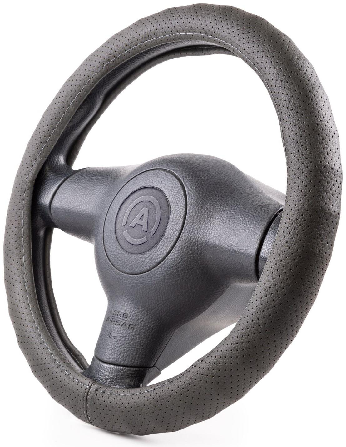 Оплетка руля Autoprofi, экокожа, обхват 9 см, чёрный, размер М, 37-39 см