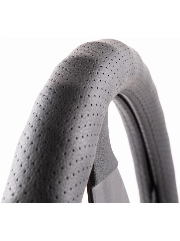 Оплетка руля Autoprofi, экокожа, обхват 9 см, чёрный, размер М, 37-39 см