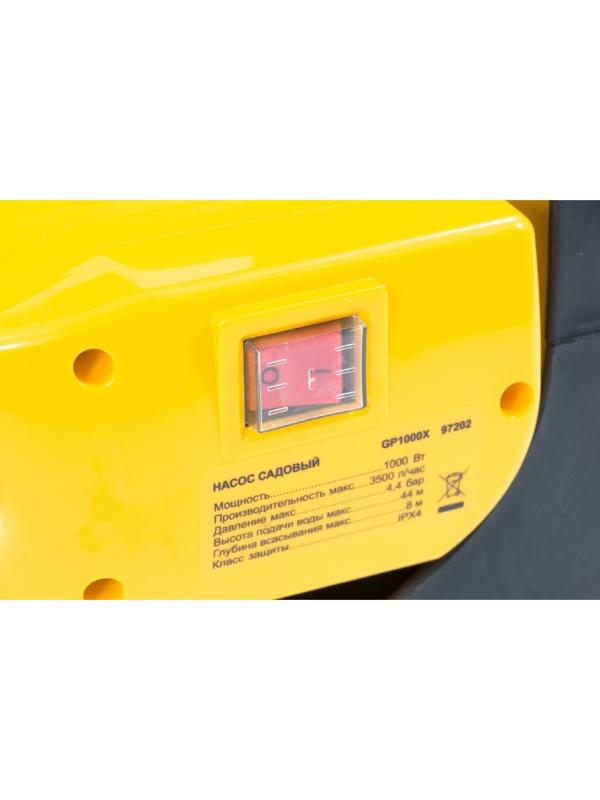 Садовый поверхностный насос Denzel GP1000Х, 1000Вт, 3500л/ч, подъем 44м, 4,4бар, нержавейка   481424