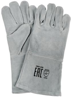 Краги сварщика спилковые, серые, пятипалые, спилок BC 0.8-1 мм