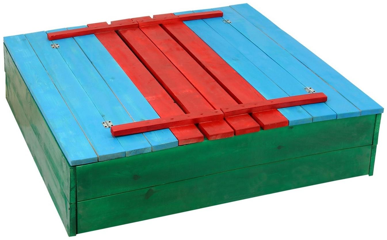 Песочница деревянная, с крышкой, 130 × 130 × 52 см, сосна, крашеная