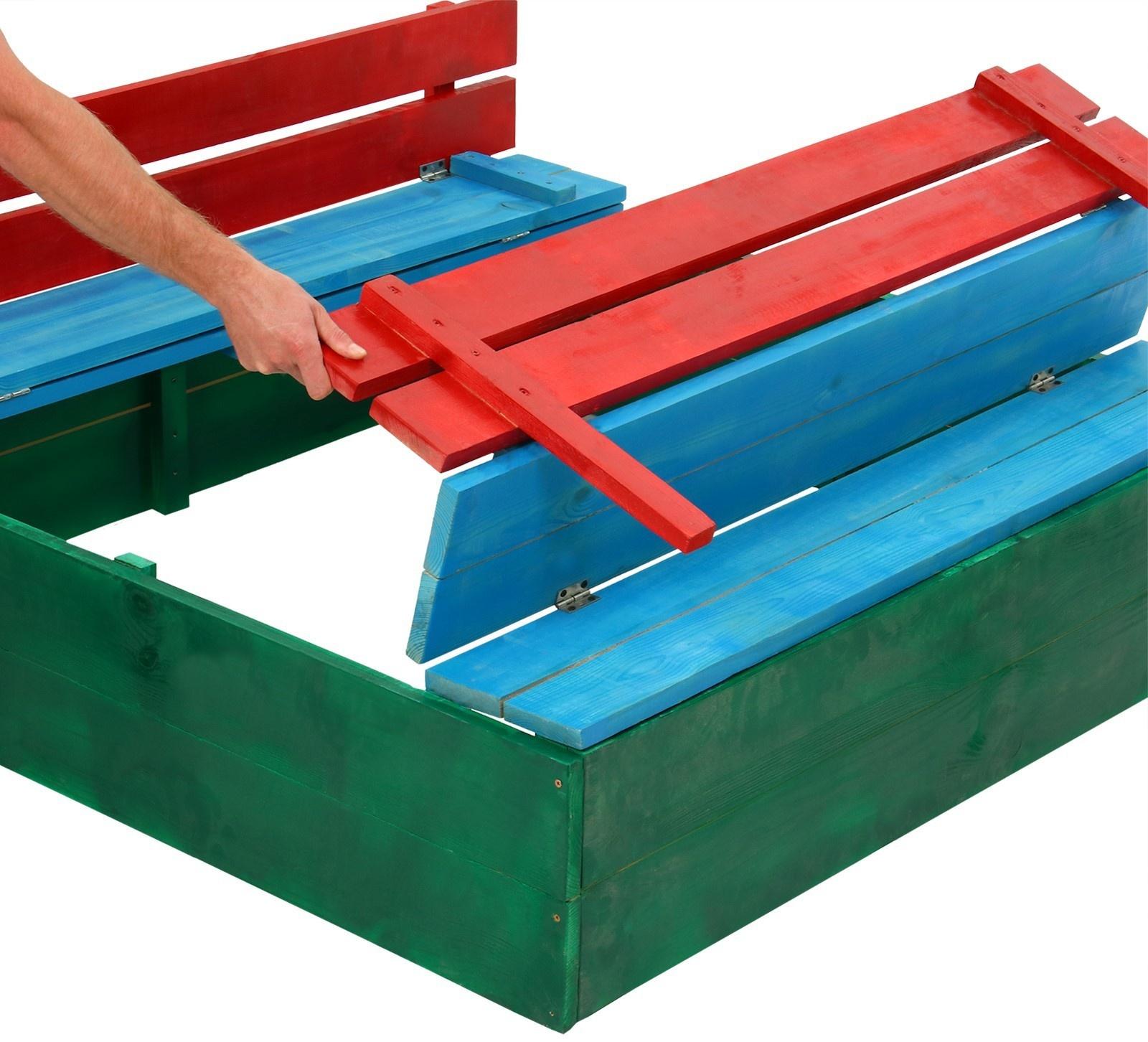 Песочница деревянная, с крышкой, 130 × 130 × 52 см, сосна, крашеная