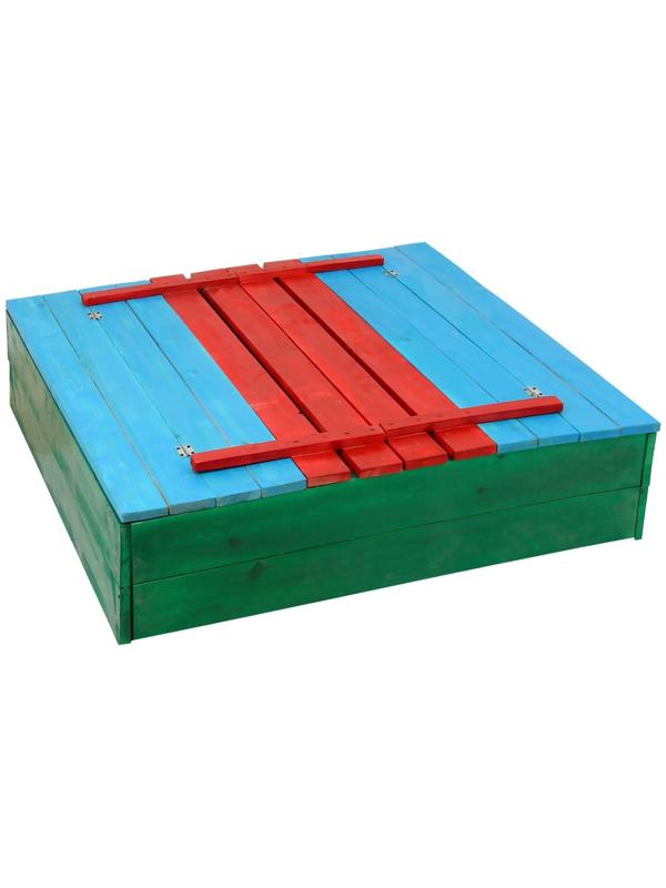 Песочница деревянная, с крышкой, 130 × 130 × 52 см, сосна, крашеная