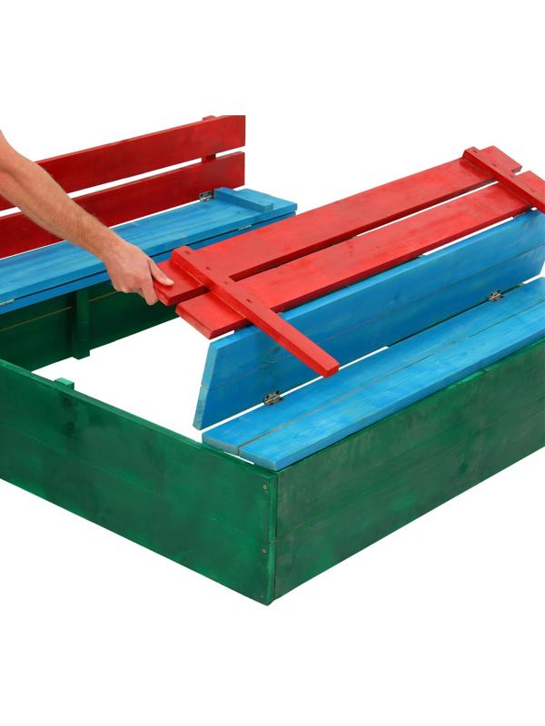 Песочница деревянная, с крышкой, 130 × 130 × 52 см, сосна, крашеная