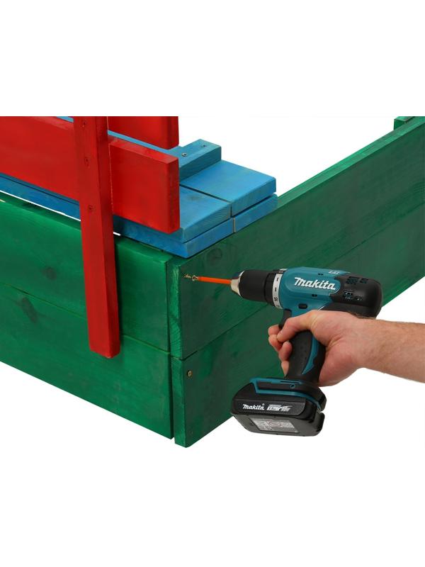 Песочница деревянная, с крышкой, 130 × 130 × 52 см, сосна, крашеная