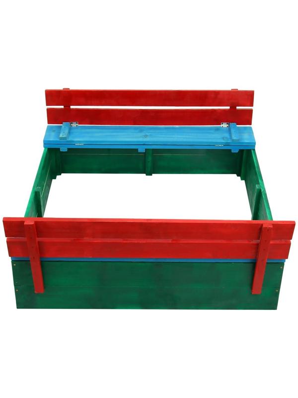 Песочница деревянная, с крышкой, 130 × 130 × 52 см, сосна, крашеная