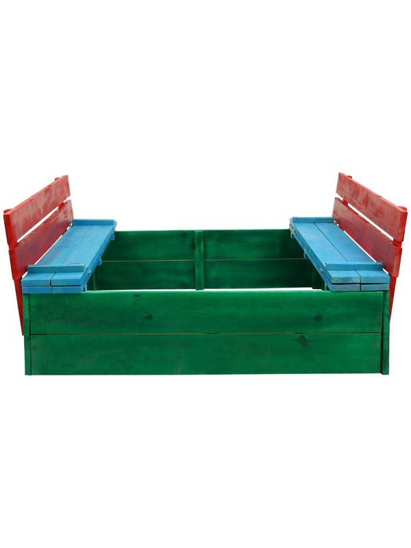 Песочница деревянная, с крышкой, 130 × 130 × 52 см, сосна, крашеная