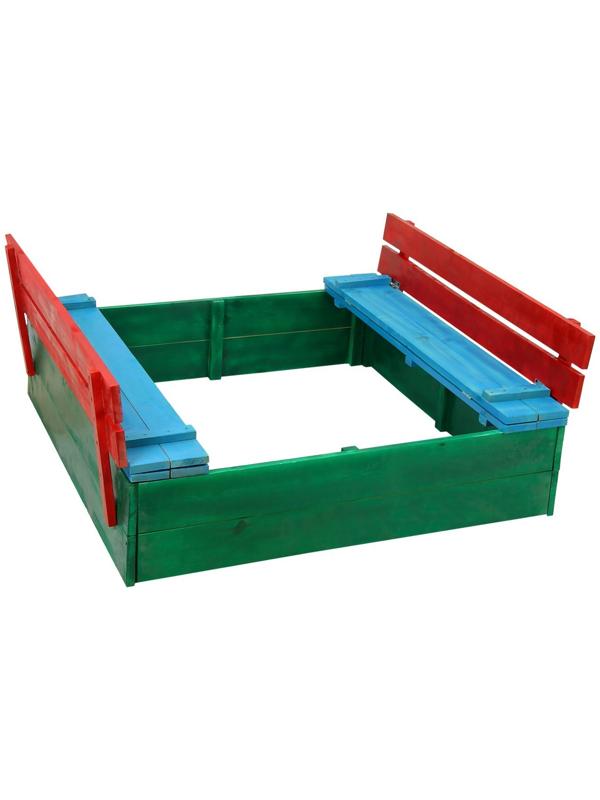 Песочница деревянная, с крышкой, 130 × 130 × 52 см, сосна, крашеная