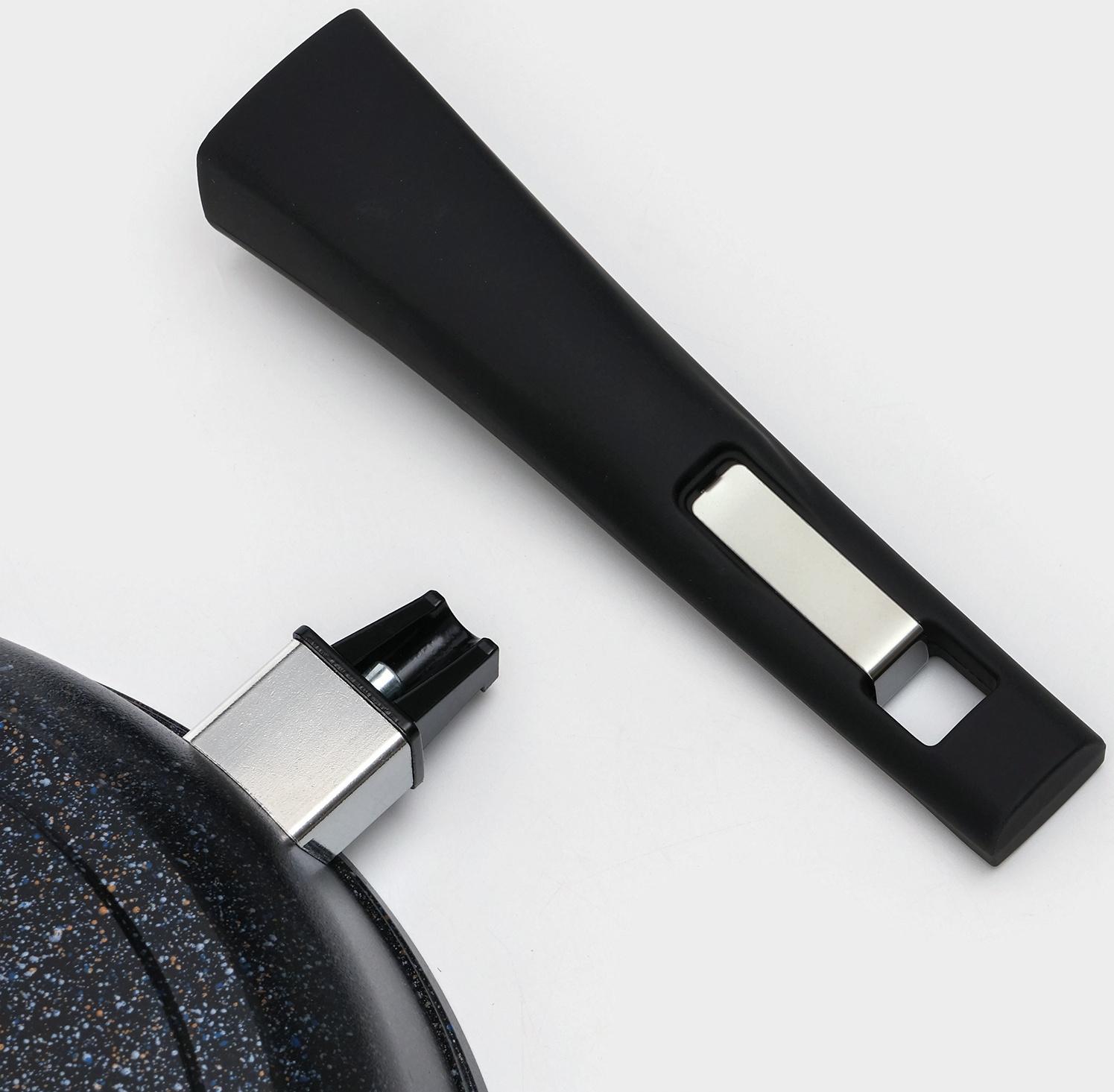 Сковорода «Гранит Star» Induction Pro, d=24 см, съёмная ручка, индукция, цвет чёрный