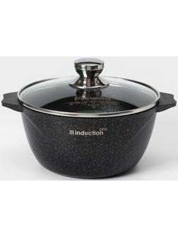 Кастрюля «Гранит Star» Induction Pro, 3л, стеклянная крышка, индукция, цвет чёрный