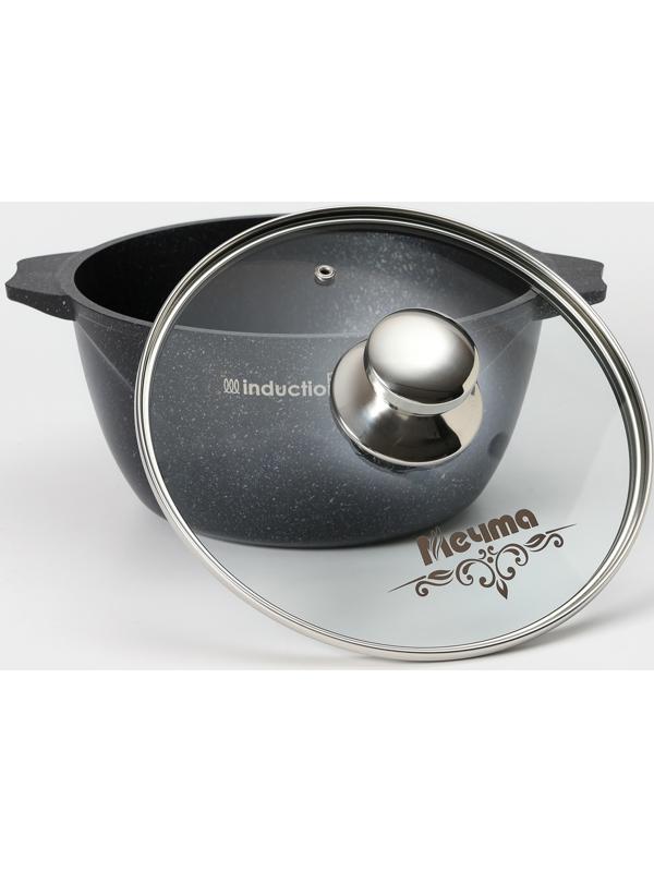 Кастрюля «Гранит Star» Induction Pro, 3л, стеклянная крышка, индукция, цвет чёрный