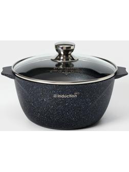 Кастрюля «Гранит Star» Induction Pro, 4л, стеклянная крышка, индукция, цвет чёрный