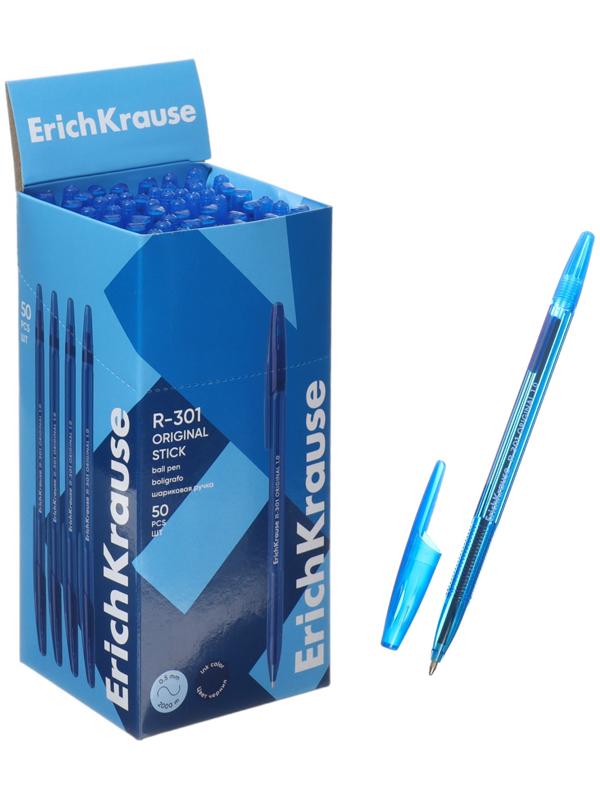 Ручка шариковая, ErichKrause, R-301 Stick Original узел 1.0 мм, синяя