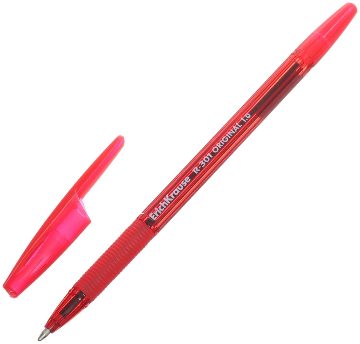 Ручка шариковая, ErichKrause, R-301 Stick&Grip Original узел 1.0 мм, красная