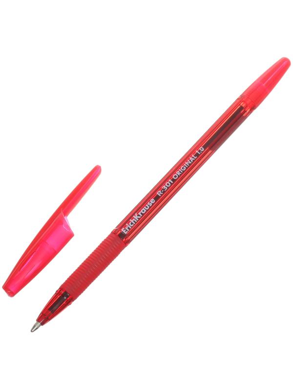 Ручка шариковая, ErichKrause, R-301 Stick&Grip Original узел 1.0 мм, красная