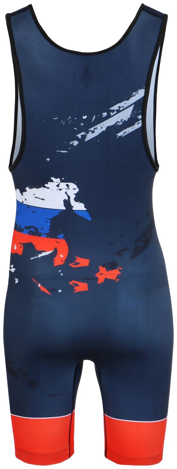 Трико борцовское BoyBo Flag одностороннее, р. S, цвет синий/чёрный