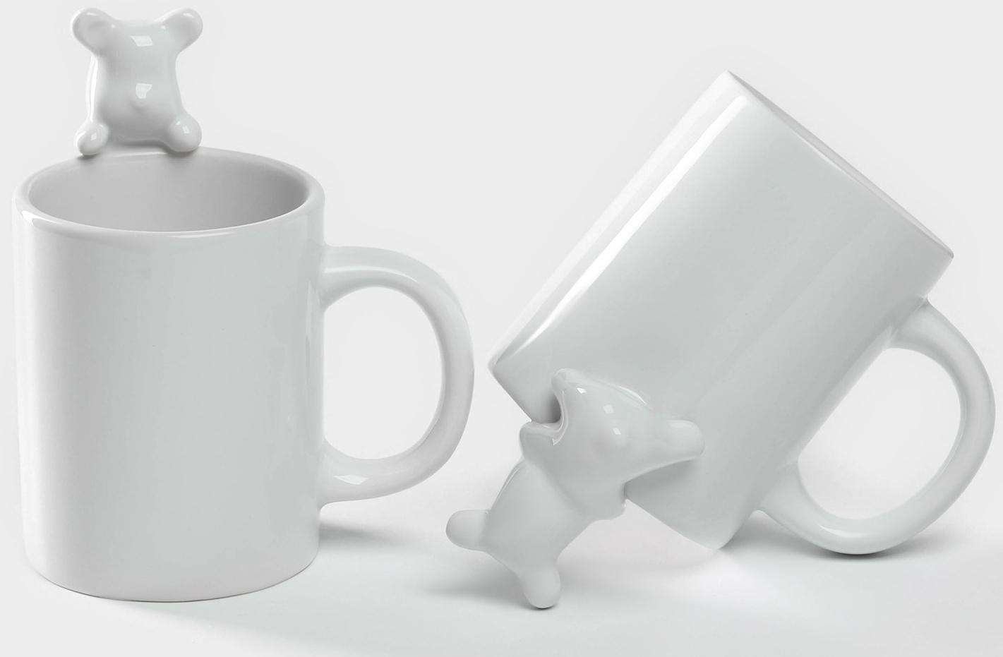 Набор кружек керамических Доляна «Мишка Отто», 290 мл, 11,5×8×13,5 см, 2 шт, цвет белый