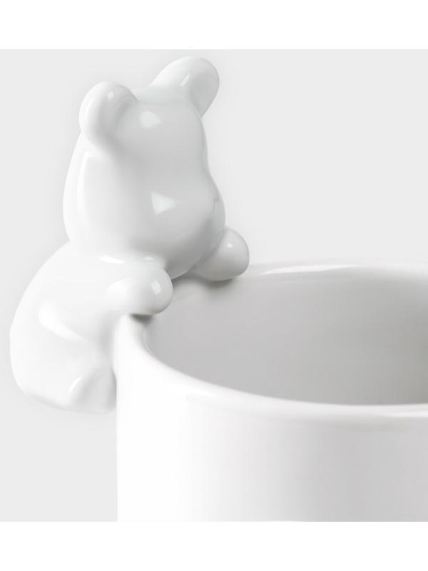 Набор кружек керамических Доляна «Мишка Отто», 290 мл, 11,5×8×13,5 см, 2 шт, цвет белый