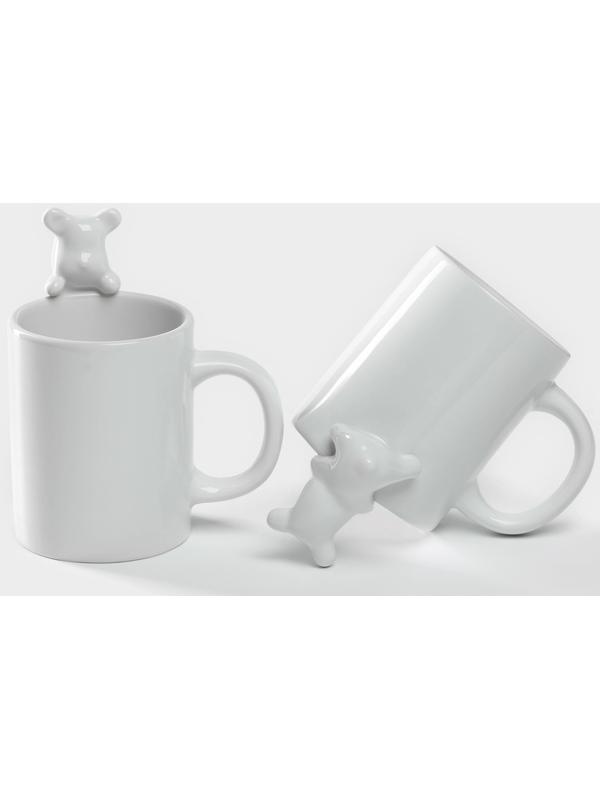 Набор кружек керамических Доляна «Мишка Отто», 290 мл, 11,5×8×13,5 см, 2 шт, цвет белый