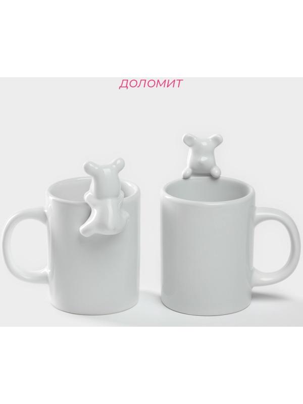 Набор кружек керамических Доляна «Мишка Отто», 290 мл, 11,5×8×13,5 см, 2 шт, цвет белый