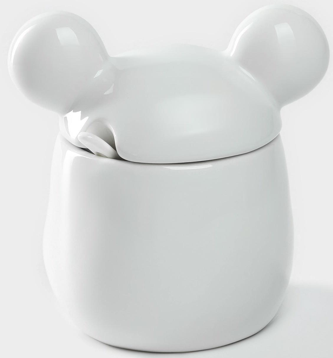 Сахарница керамическая Доляна «Мишка Отто», 400 мл, 11×12×12,5 см, цвет белый