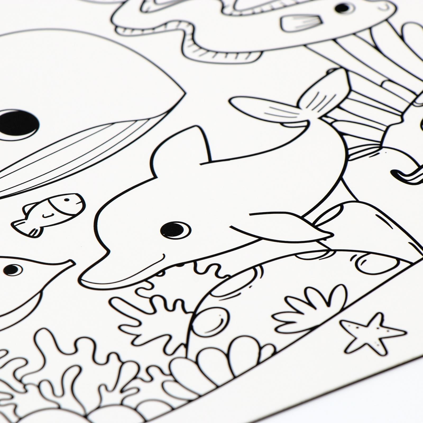 Магнит-раскраска многоразовая «Морские жители», 14,8 х 21 см