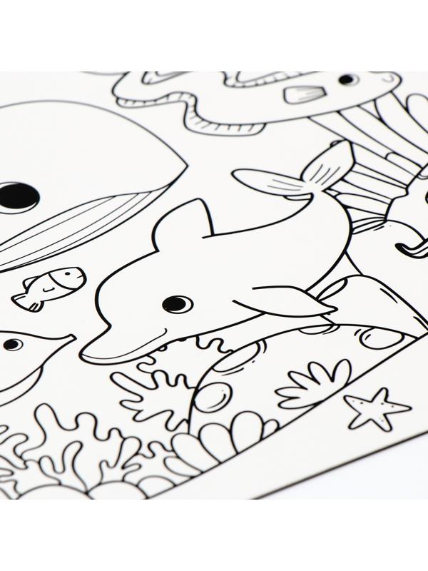 Магнит-раскраска многоразовая «Морские жители», 14,8 х 21 см