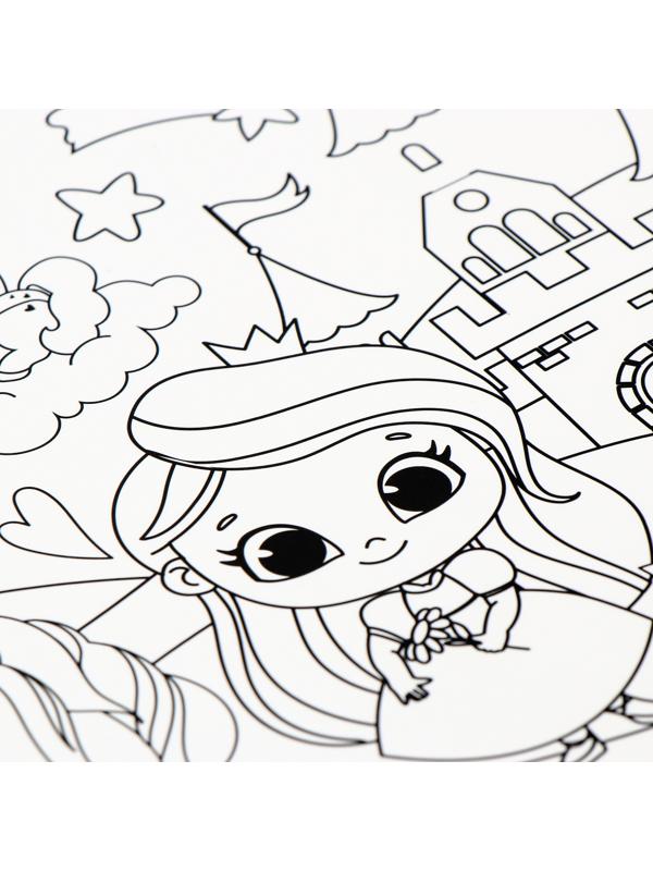 Магнит-раскраска многоразовая «Принцесса и сказочные Единорожки», 14,8 х 21 см