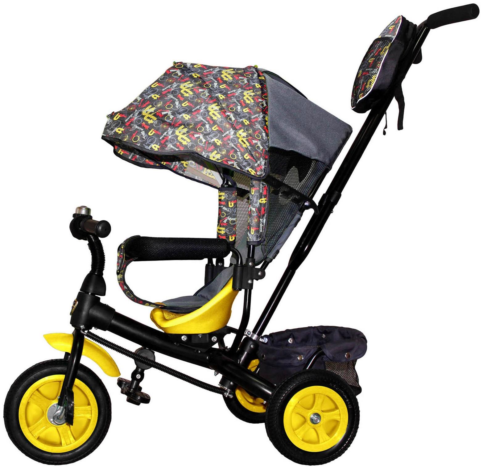 Велосипед трёхколёсный Vivat 1, принт стрелки, жёлтый