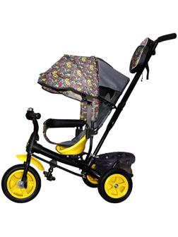 Велосипед трёхколёсный Vivat 1, принт стрелки, жёлтый