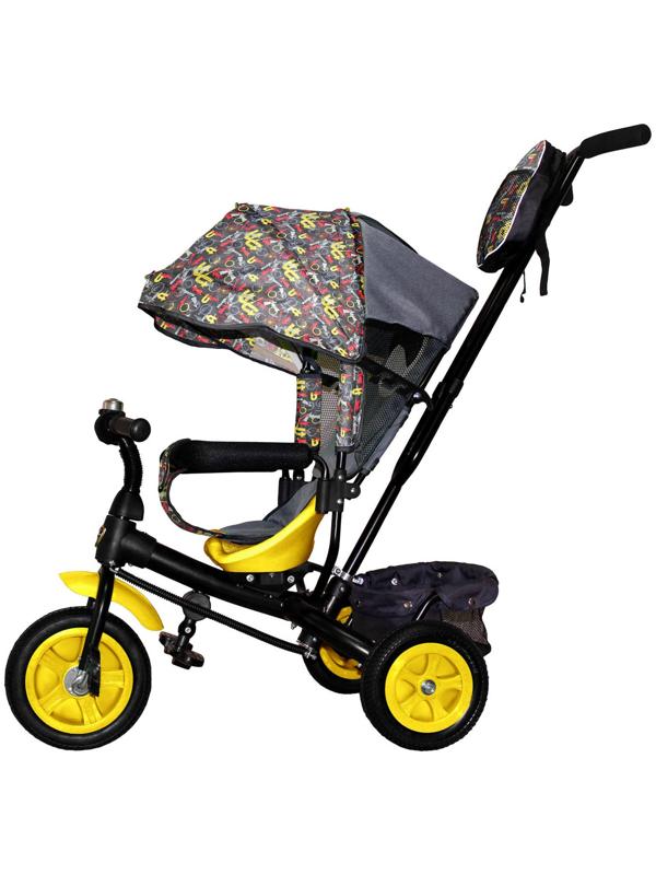 Велосипед трёхколёсный Vivat 1, принт стрелки, жёлтый