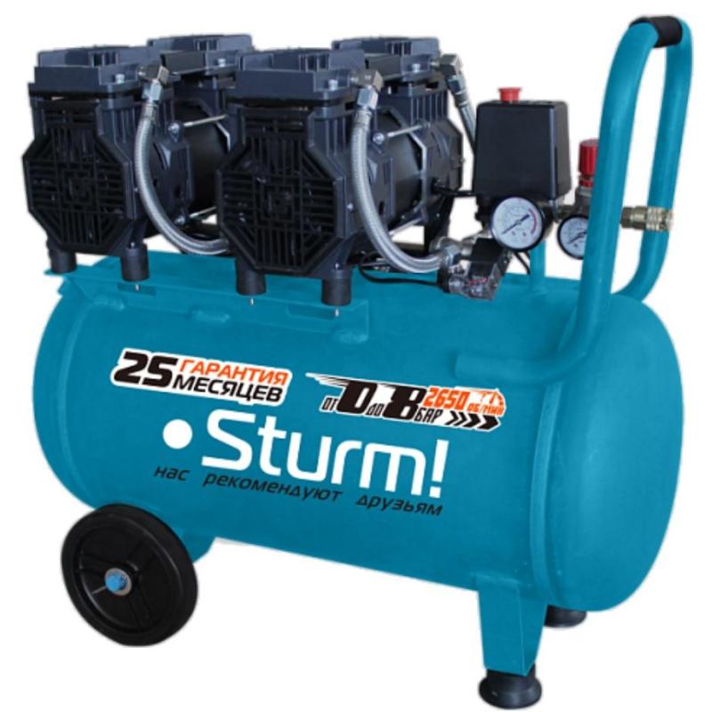 Компрессор поршневой безмасляный Sturm! 2х1.5кВт, 50л, 480л/мин (AC93450OL)