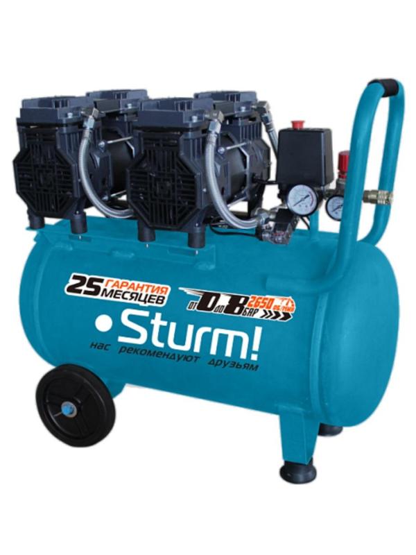Компрессор поршневой безмасляный Sturm! 2х1.5кВт, 50л, 480л/мин (AC93450OL)