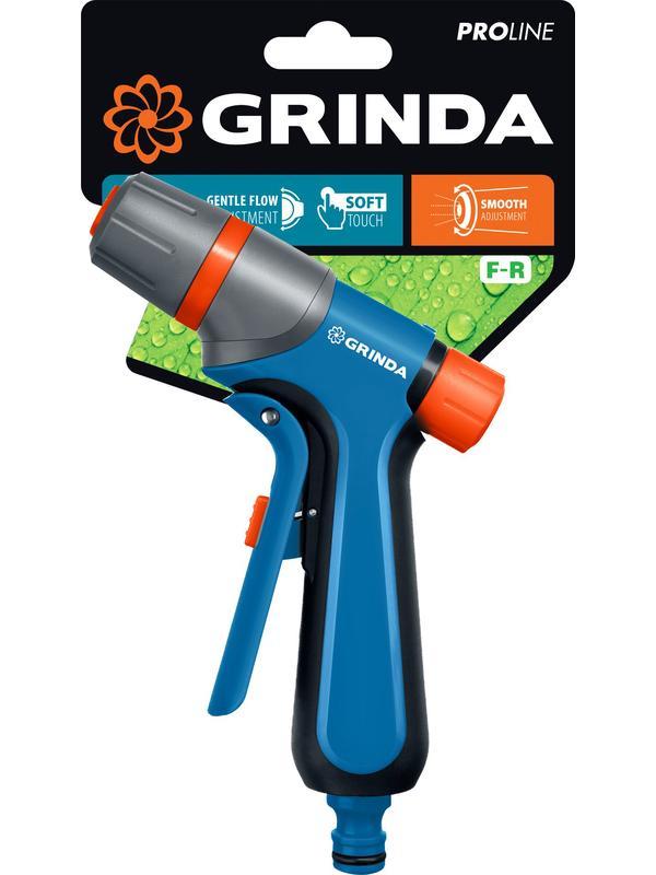 GRINDA F-R, курок спереди, двухкомпонентный, плавная регулировка напора, поливочный пистолет, PROLine (429121)