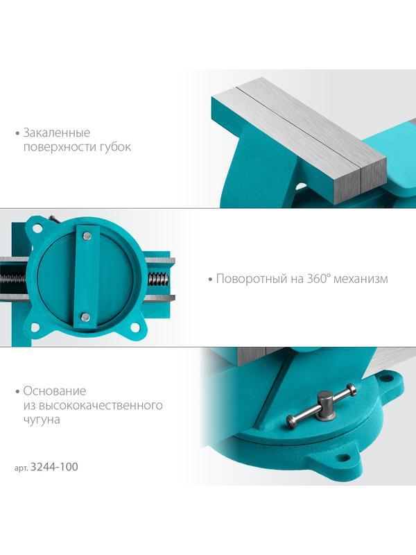 СИБИН 100 мм, Стальные слесарные тиски (3244-100)