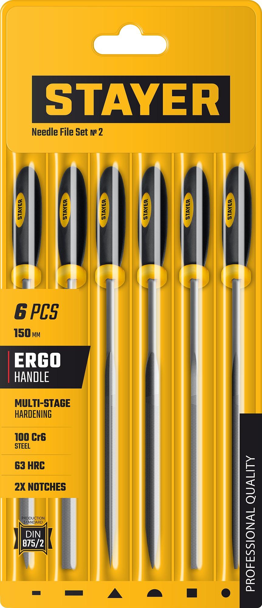STAYER 150 мм, 6 предм., набор надфилей, Professional (16010-H6)