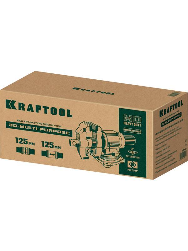 KRAFTOOL 3D Multi-Purpose, 125 мм, Чугунные слесарные тиски (32706-125)
