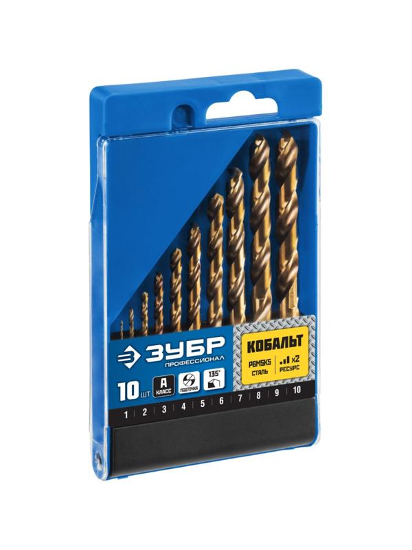 Набор сверл по металлу ЗУБР КОБАЛЬТ 10шт (1-10мм) класс А (29626-H10_z01)
