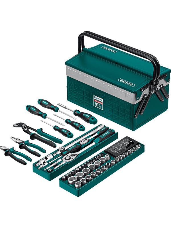 KRAFTOOL GRAND-99, 99 предм., (1/2″+1/4″), Универсальный набор инструмента (27978-H99)