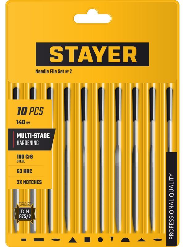 STAYER 140 мм, 10 предм., набор надфилей, Professional (16011-H10)