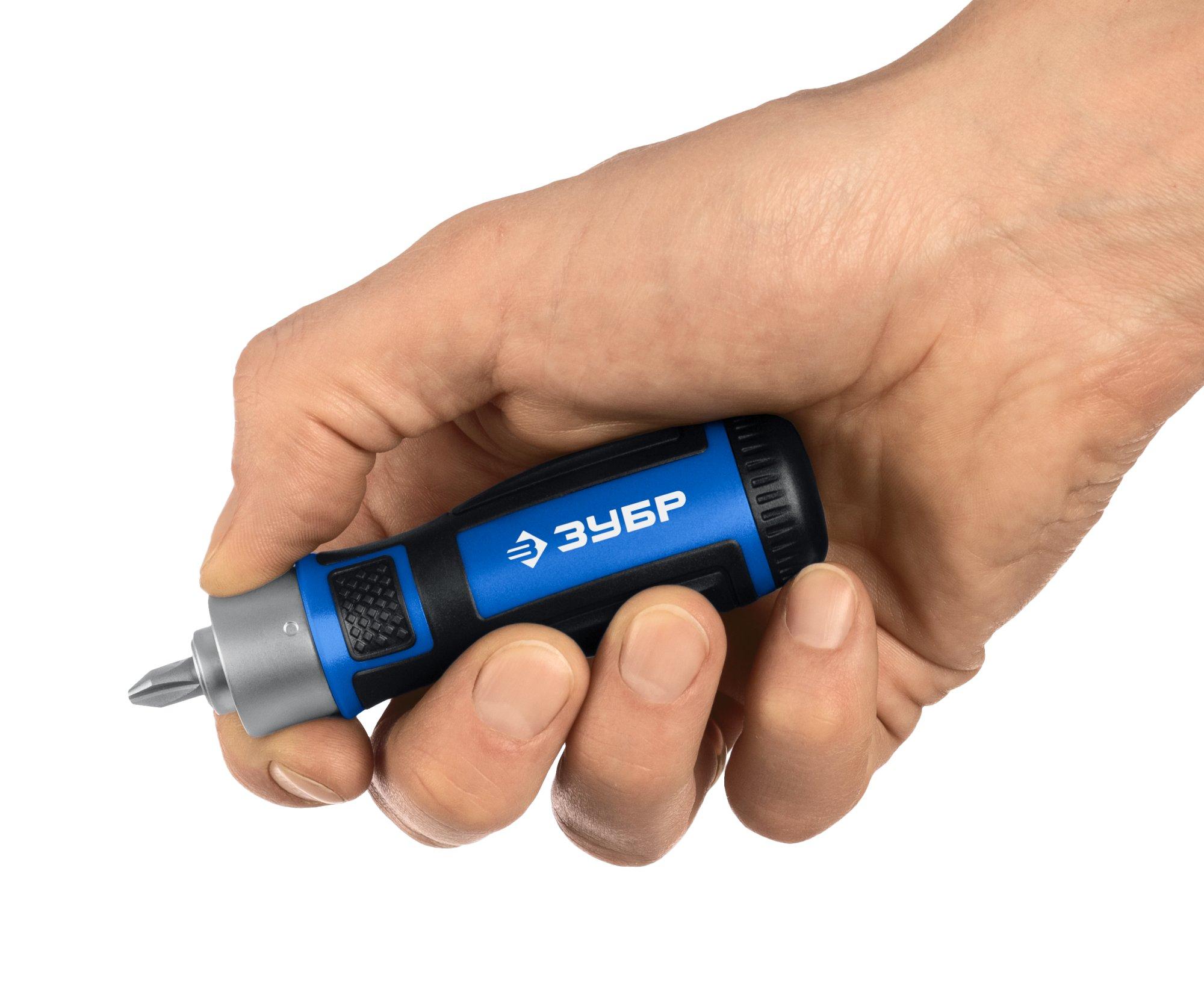 ЗУБР 6 предм., Реверсивная отвертка с насадками (25171)