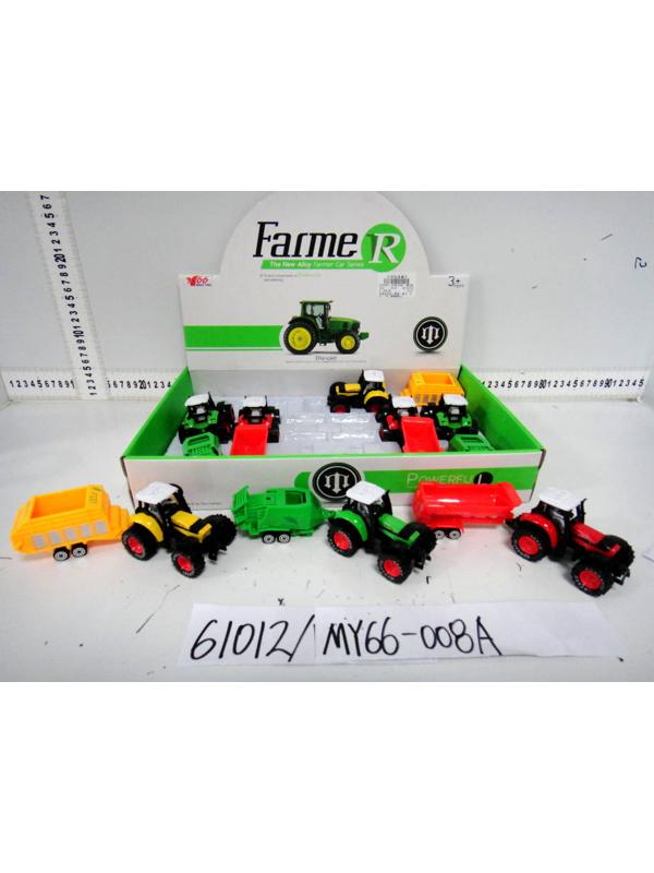 БТ инерц. металл. MY трактор с прицепом со звуком и светом 25,5 см 3 вида