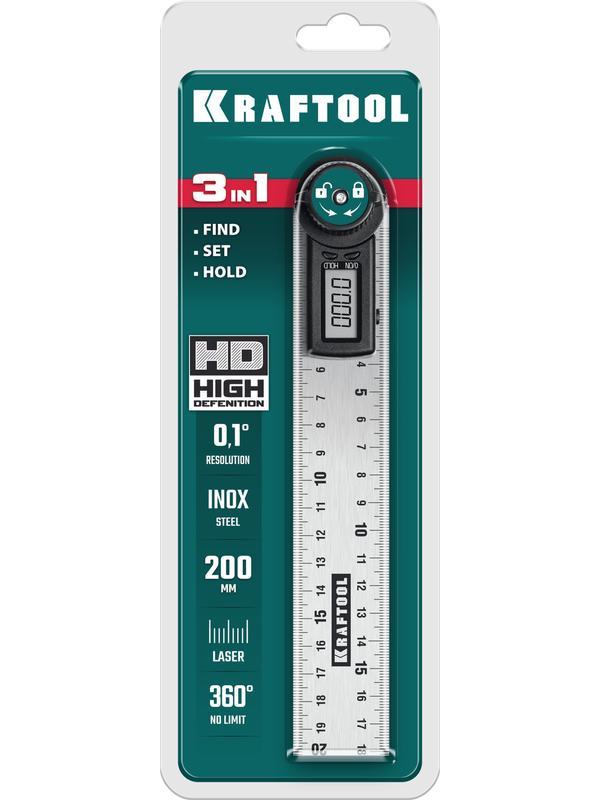 KRAFTOOL DPM-20 200 мм, Электронный транспортир-угломер (34682)