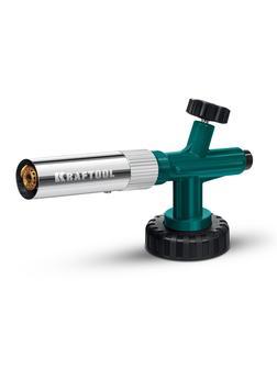 Газовая горелка KRAFTOOL KG-1000 цельнометаллическая, с пьезоподжигом, на баллон с цанговым соединением, 1300°C