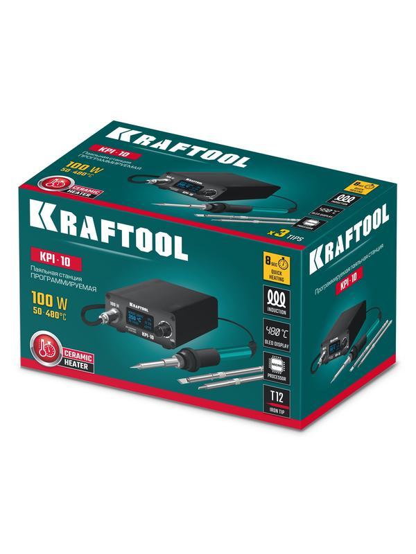 KRAFTOOL KPI-10, 50 - 480°C, 100 Вт, 3 жала Т12, программируемая паяльная станция (55343)