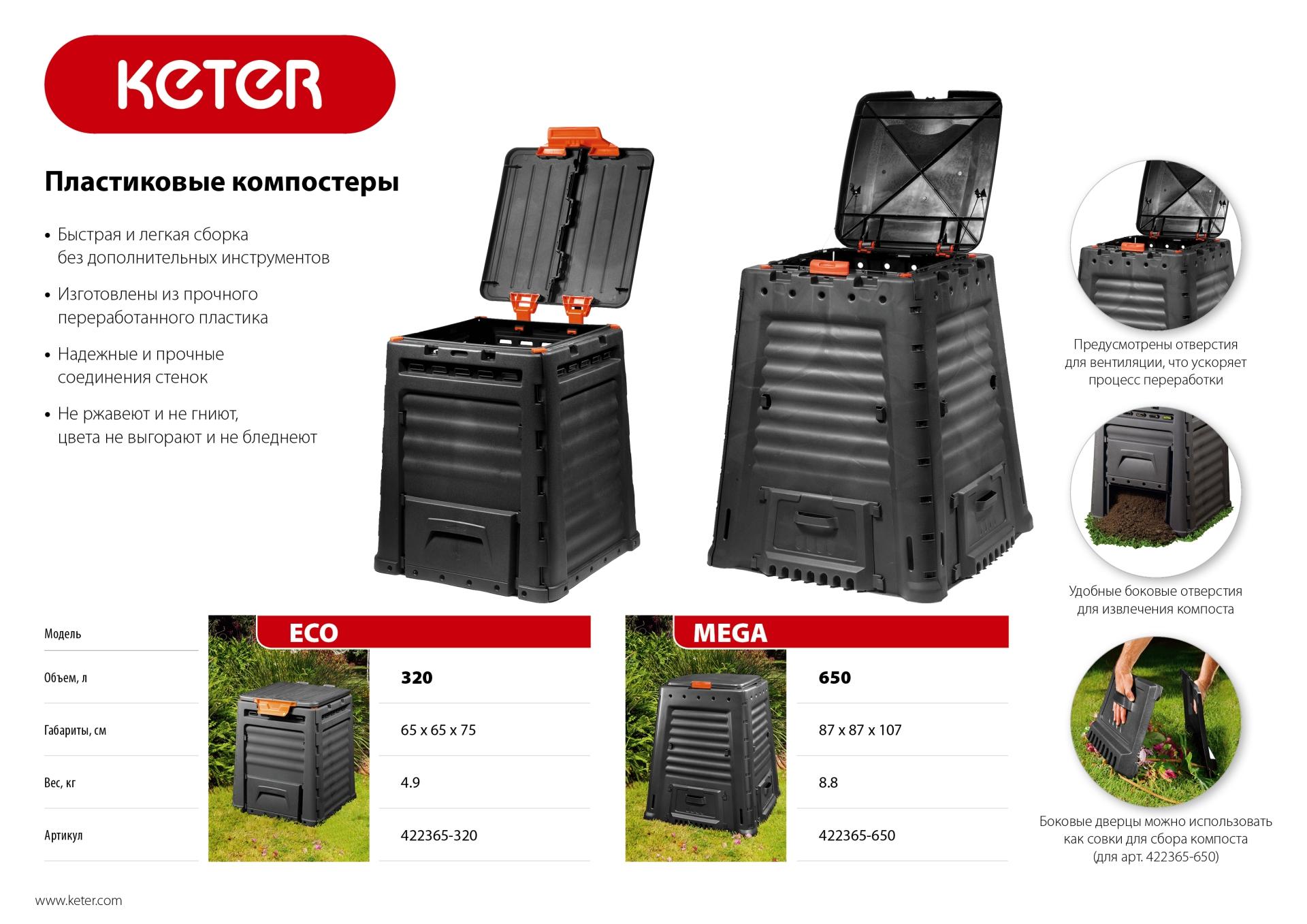 KETER ECO 320л, Пластиковый компостер (422365-320)