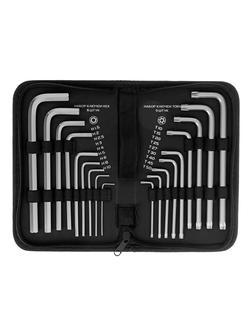 Набор ключей имбусовых HEX-Torx , 18 шт: HEX 1.5-10 мм, T10-T50, CrV, удлиненных, с сатиновым покрытием Matrix